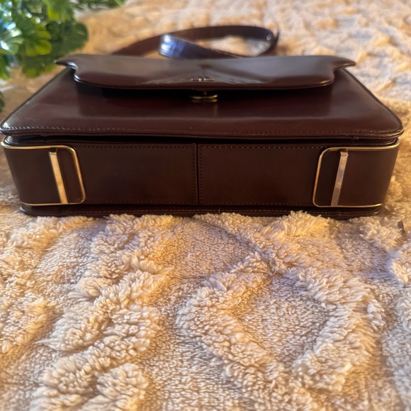 Vintage Lanvin Paris Brown Leather Flap Shoulder Bag | JL Logo | 80s 90s - Picture 6 of 15